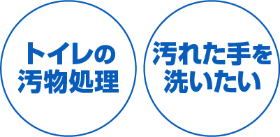 トイレの汚物処理 汚れた手を洗いたい